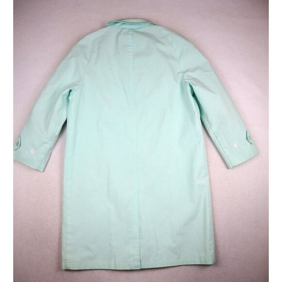 VINTAGE WOMEN'S MINT GREEN LIGHT WEIGHT TRENCH COAT JACKET - SIZE S - Picture 15 of 16
